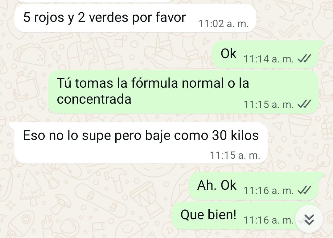 Cliente bajó 30 kilos